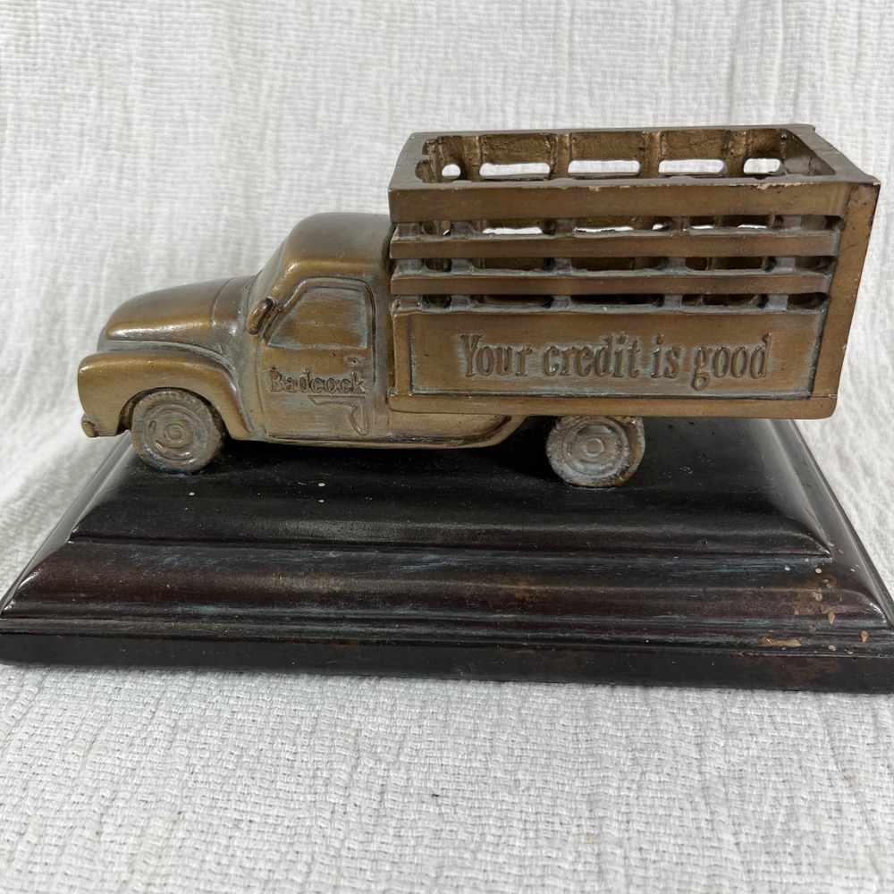 Vtg‎ Badcock Furniture Truck Your Credit Metal Business card Holder Paperwieght